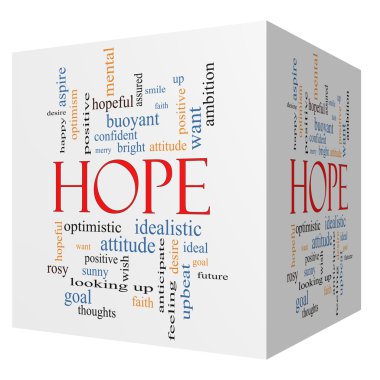 Hope 3D cube Word Cloud Concept clipart
