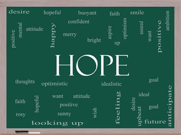 Hope Word Cloud Concept em um quadro negro — Fotografia de Stock