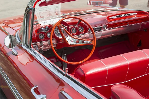 1959 Red Chevy Impala Convertible Interior Stock Picture