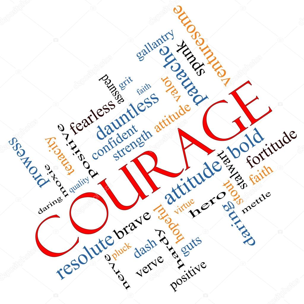 Courage Word Cloud Concept Angled