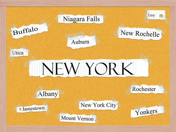 New York State Corkboard Word Concept — Stock Photo, Image
