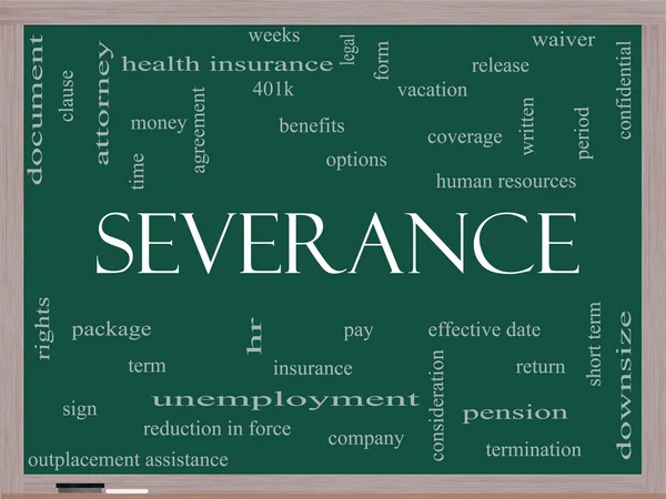 Severance Word Cloud Concept on a Blackboard — Stock Photo, Image