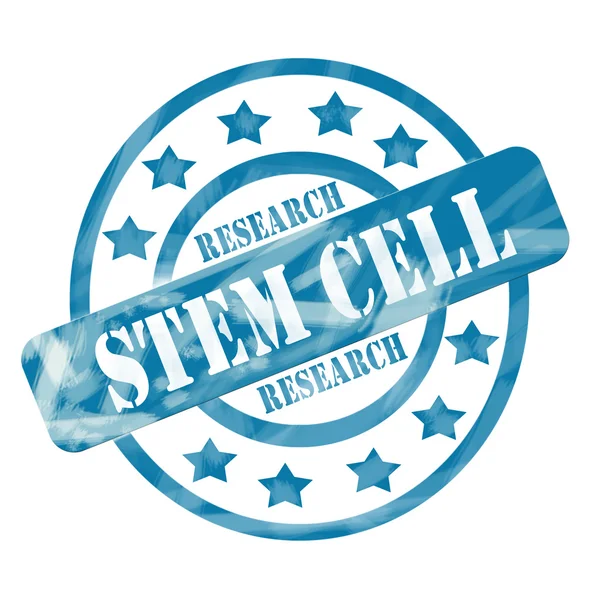 Blue Weathered Stem Cell Research Stamp Circles and Stars — Stock Photo, Image