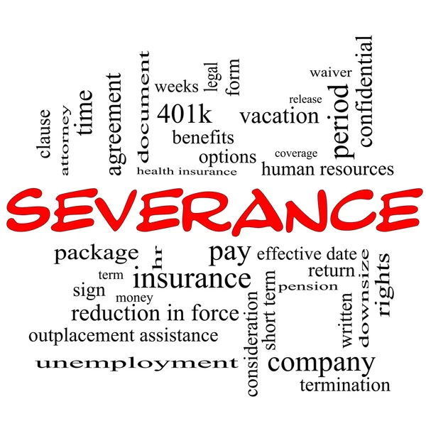 Severance Word Cloud Concepto en mayúsculas rojas — Foto de Stock