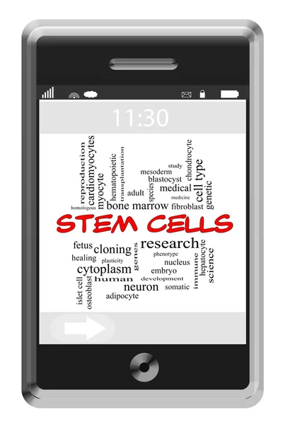 Stem Cells Word Cloud Concept on Touchscreen Phone — Stock Photo, Image