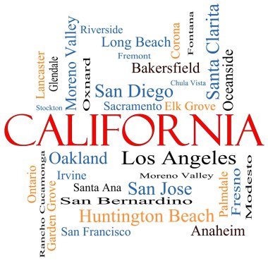 California State Word Cloud Concept clipart