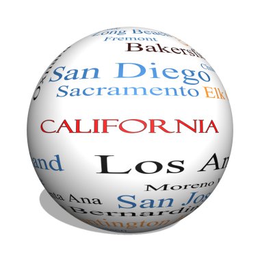 California State 3D sphere Word Cloud Concept clipart