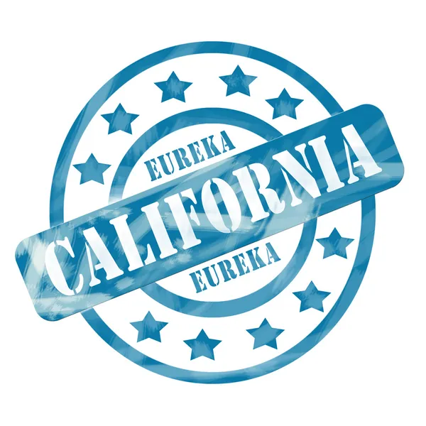 Blau verwitterte kalifornische Briefmarkenkreise und Sterne — Stockfoto