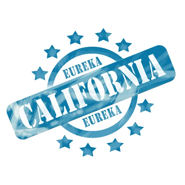 Blue Weathered California Stamp Circle and Stars Design — Stock Photo, Image