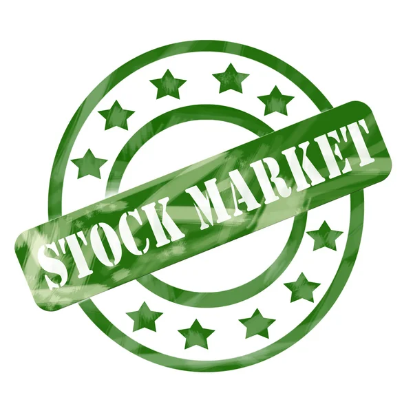 Green Weathered Stock Market Stamp Circles and Stars — Stock Photo, Image