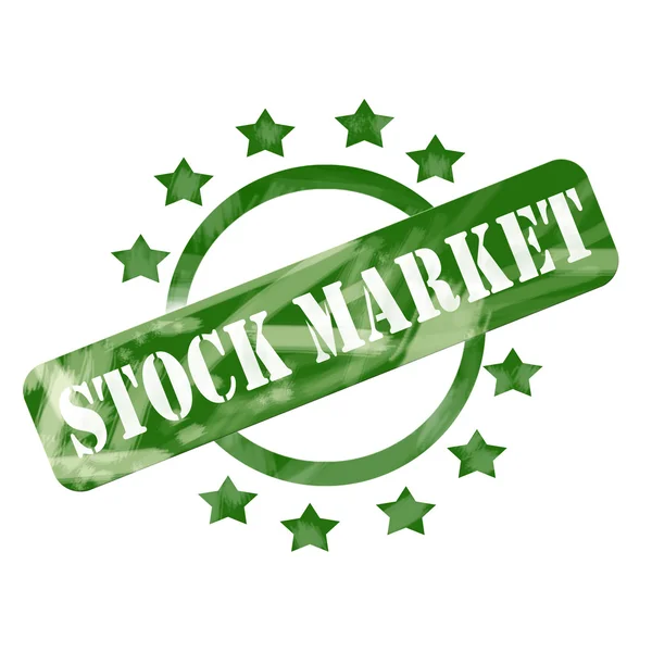 Green Weathered Stock Market Stamp Circle and Stars Design — Stock Photo, Image