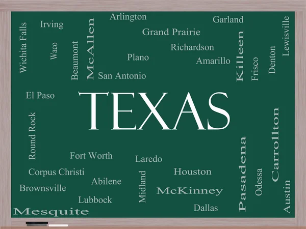 Texas State Word Cloud Concept on a Blackboard — Stock Photo, Image