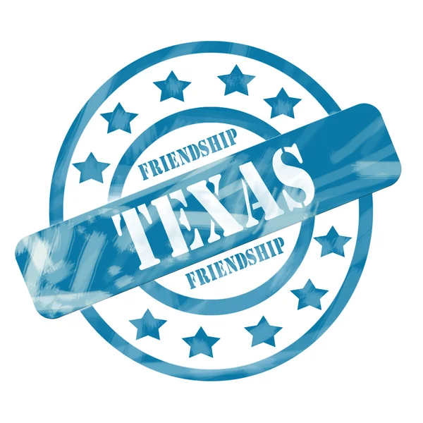 Blue Weathered Texas Stamp Circles and Stars — Stock Photo, Image