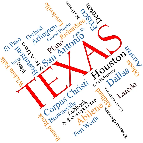 Texas State Word Cloud Concept Angled — Stock Photo, Image