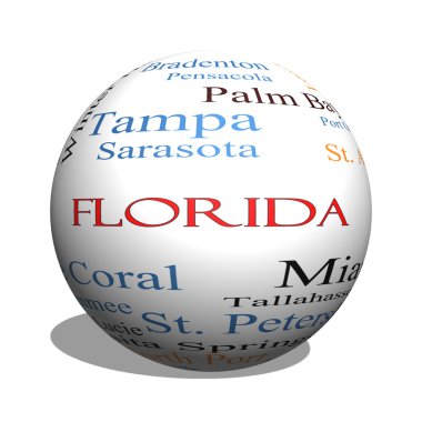 Florida State 3D sphere Word Cloud Concept clipart