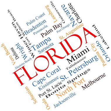 Florida State Word Cloud Concept Angled clipart