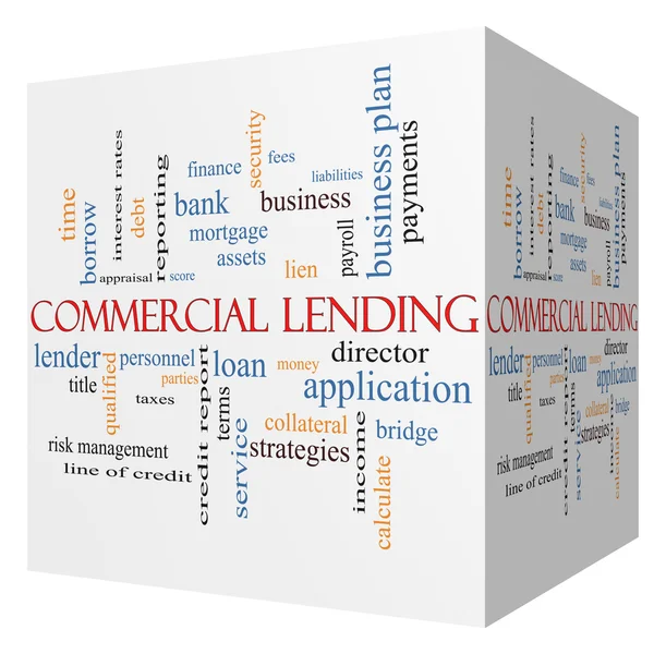 Commercial Lending 3D cube Word Cloud Concept — Stock Photo, Image