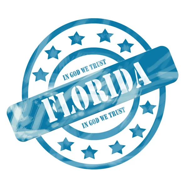 Blue Weathered Florida Stamp Circles and Stars — Stock Photo, Image