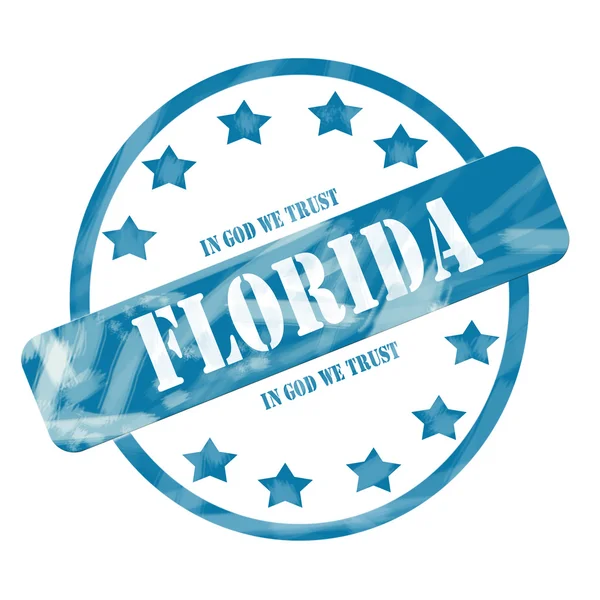 Blau verwitterter Florida-Briefmarkenkreis und Sterne — Stockfoto