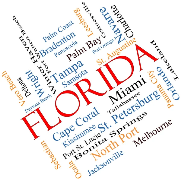 Florida State Word Cloud koncept vinklet - Stock-foto