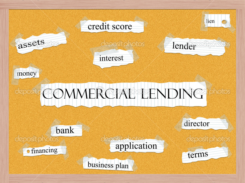Commercial Lending Corkboard Word Concept
