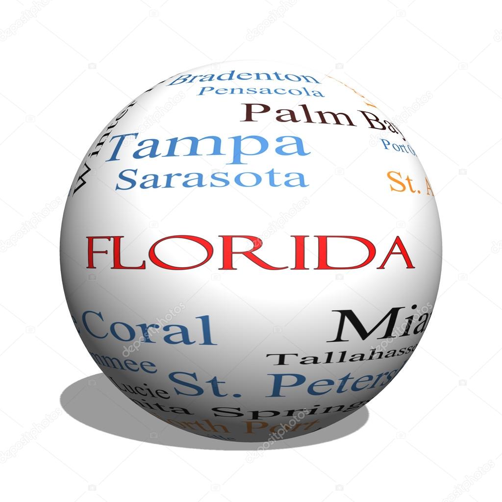 Florida State 3D sphere Word Cloud Concept