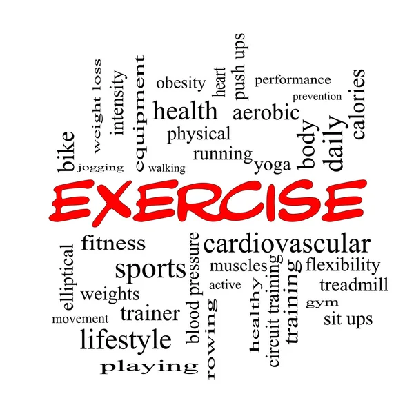 Exercise Word Cloud Concept in red caps — Stock Photo, Image