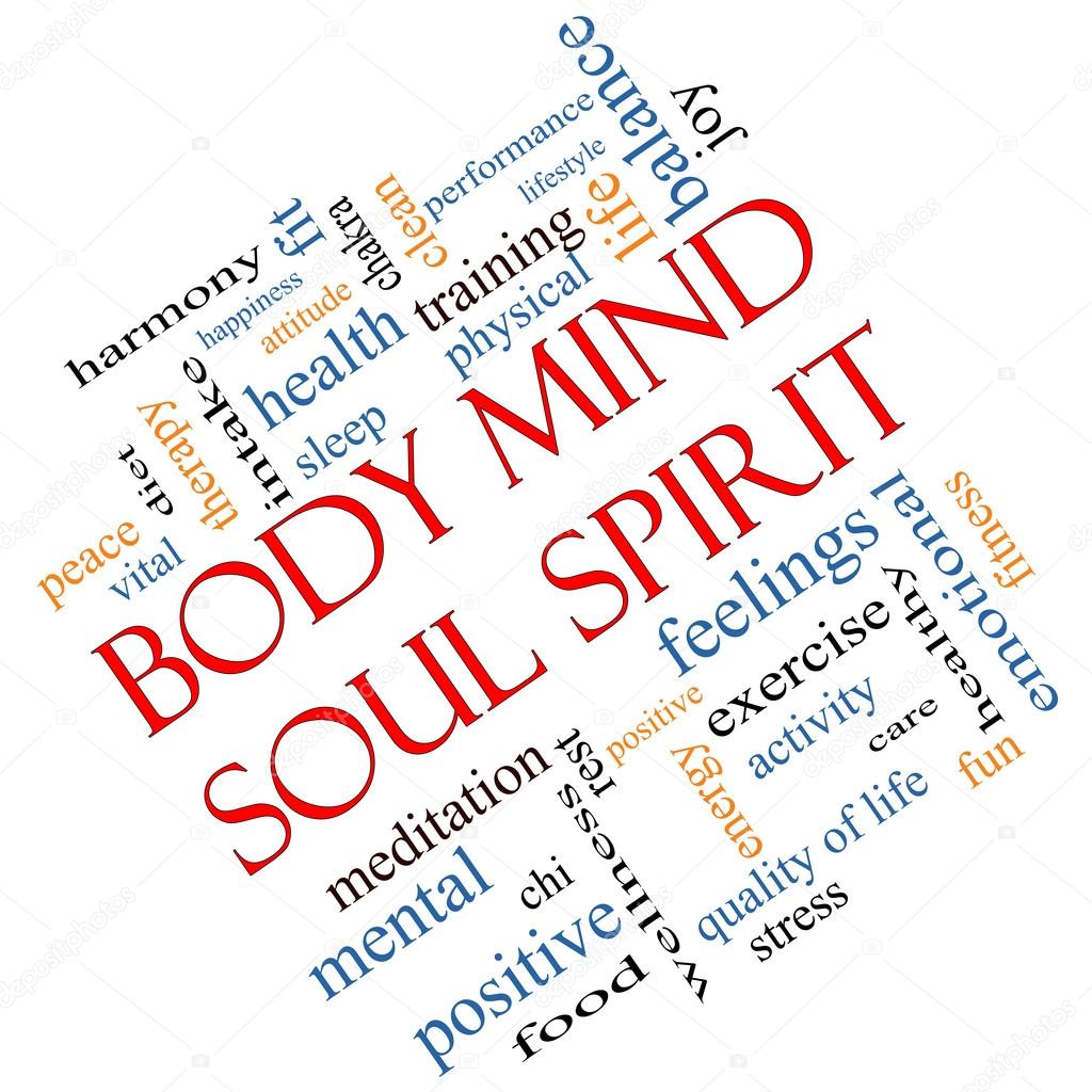 Body Mind Soul Spirit Word Cloud Concept Angled