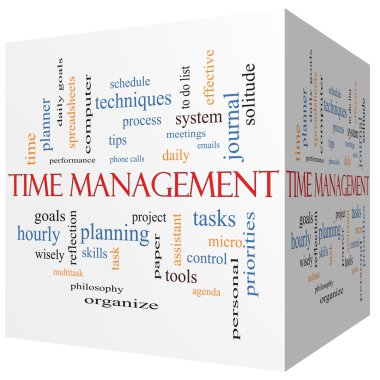 Time Management 3D cube Word Cloud Concept clipart