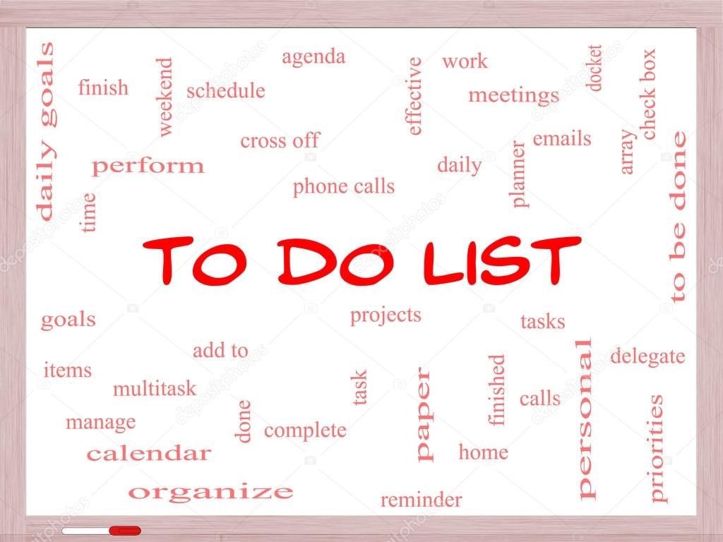 To Do List Word Cloud Concept on a Whiteboard