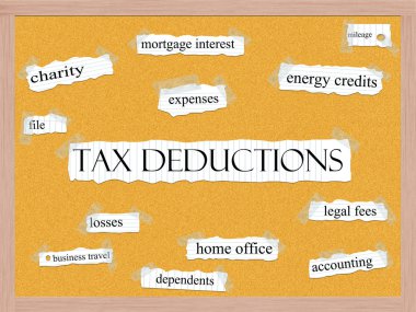 Tax Deductions Corkboard Word Concept clipart
