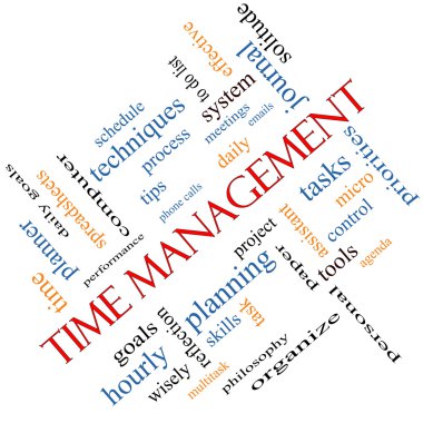 Time Management Word Cloud Concept Angled clipart