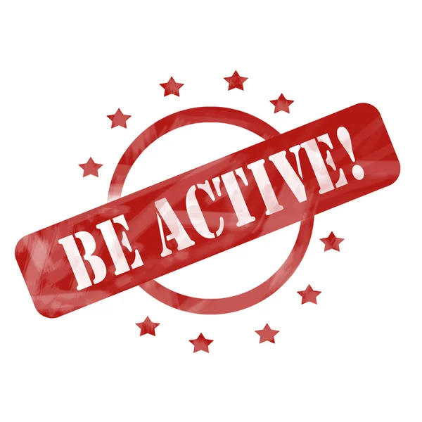 Red Weathered Be Active! Stamp Circle and Stars Design — Stock Photo, Image