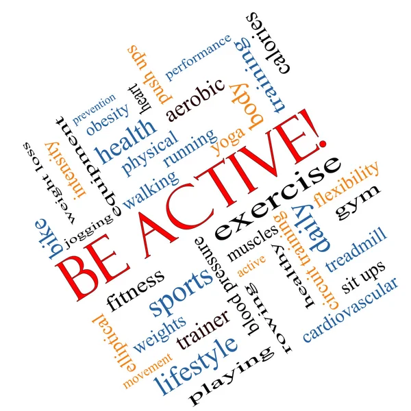 Be Active! Word Cloud Concept angled — Stock Photo, Image