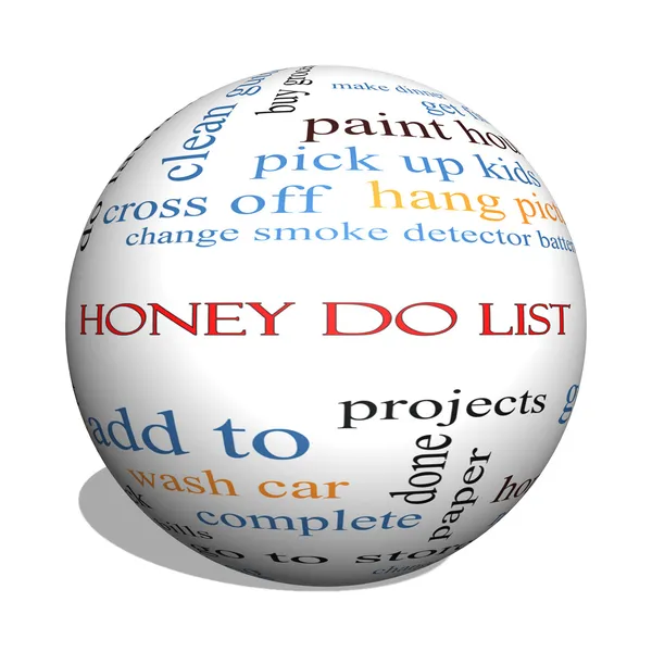 Honey Do List Conceito de nuvem de palavra de esfera 3D — Fotografia de Stock