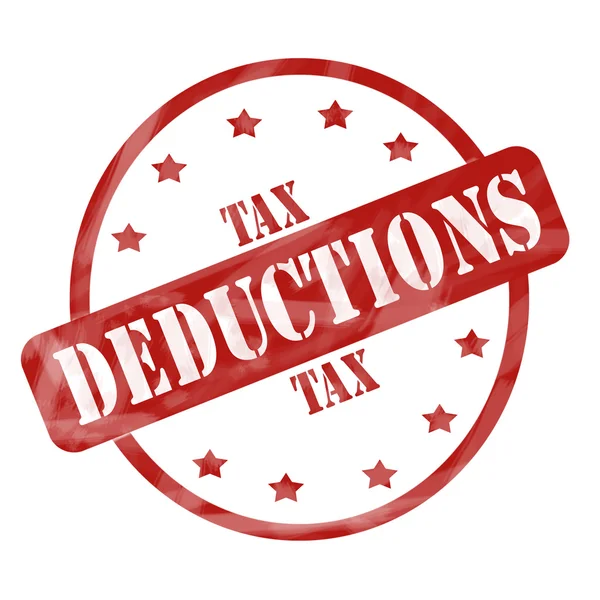 Red Weathered Tax Deduction Stamp Circle and Stars — Stock Photo, Image