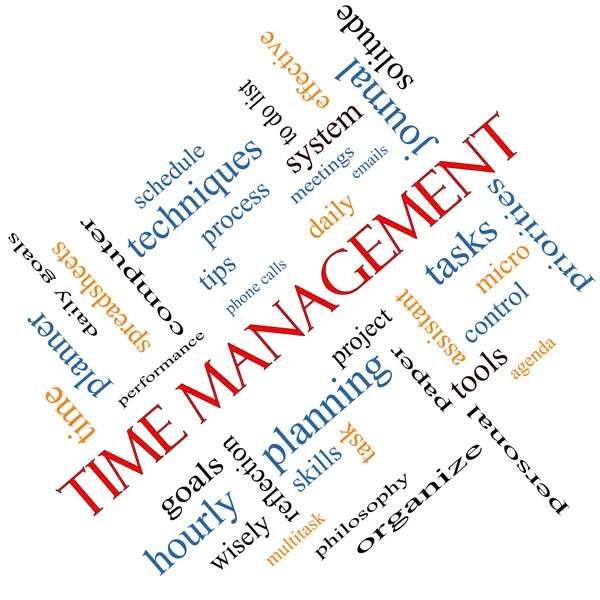 Gestione del tempo Word Cloud Concept Angled — Foto Stock