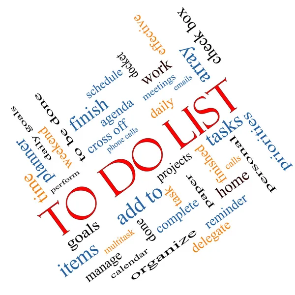 To Do List Word Cloud Concept Angled — Stock Photo, Image