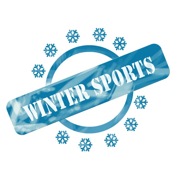 Diseño de círculo y estrellas de sellos de deportes de invierno con clima azul — Foto de Stock