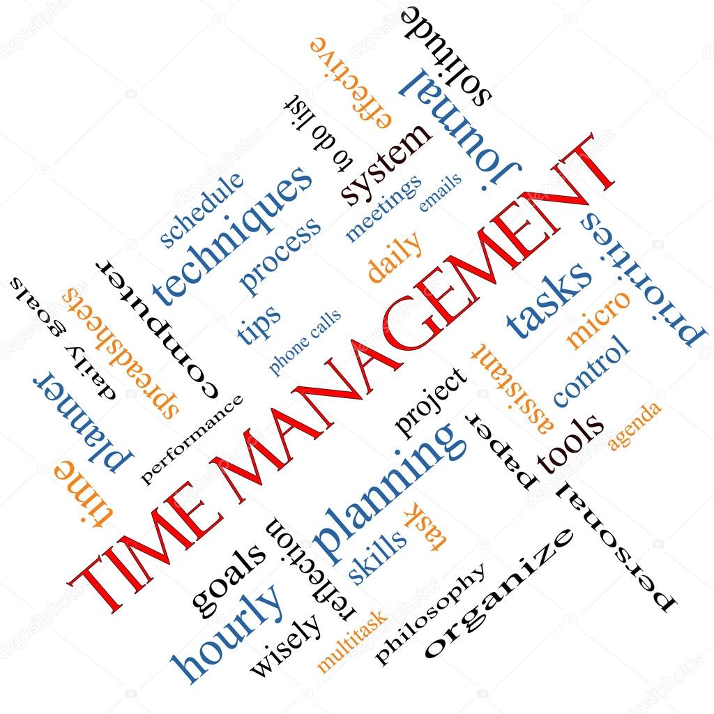 Time Management Word Cloud Concept Angled