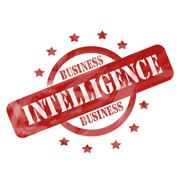 Cerchio di francobolli e stelle Red Weathered Business Intelligence design — Foto Stock