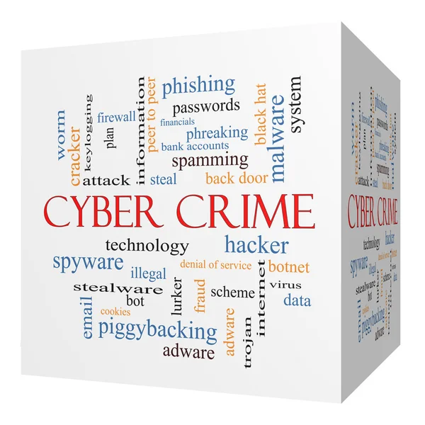 Cyber Crime 3D cubo Word Cloud Concept — Fotografia de Stock