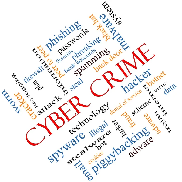 Cybercriminalité Word Cloud Concept Angled — Photo