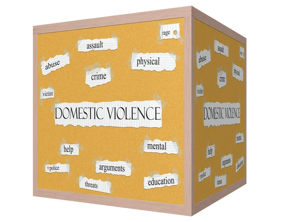 Concetto di parola del cartone ondulato del cubo di violenza domestica 3D — Foto Stock