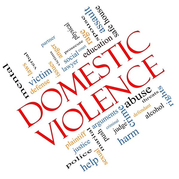 Violence domestique Word Cloud Concept Angled — Photo