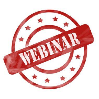 Kırmızı yıpranmış webinar damga daireler ve yıldız