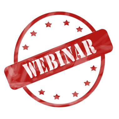 Kırmızı yıpranmış webinar damga daire ve yıldız