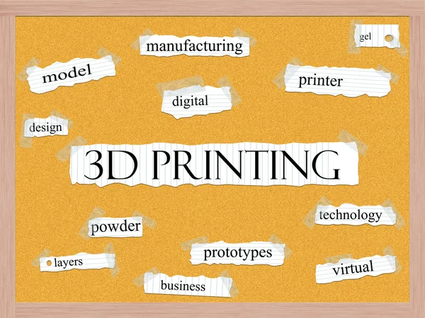 Concetto di parola del cartone di stampa 3D — Foto Stock