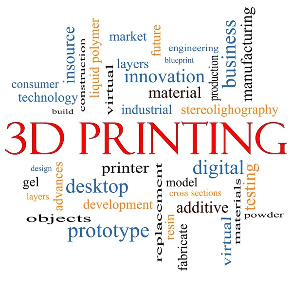 Concepto de nube de palabra de impresión 3D — Foto de Stock