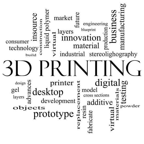 3d 인쇄 워드 클라우드 개념 흑인과 백인 — 스톡 사진